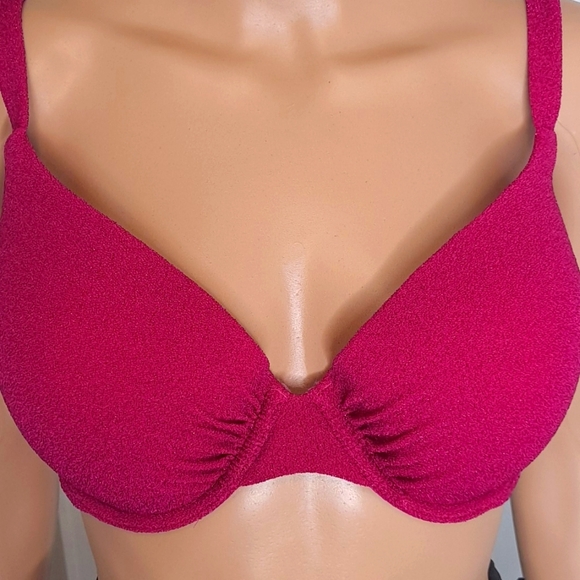 NWT Hot Pink Victoria's Secret Swim Shimmer lcon Push-Up Bikini Top - Picture 4 of 13